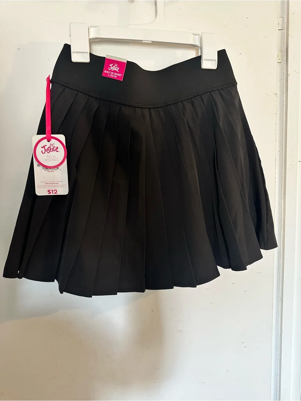 Justice Black Circle Skater Skirt with Pleated Sides